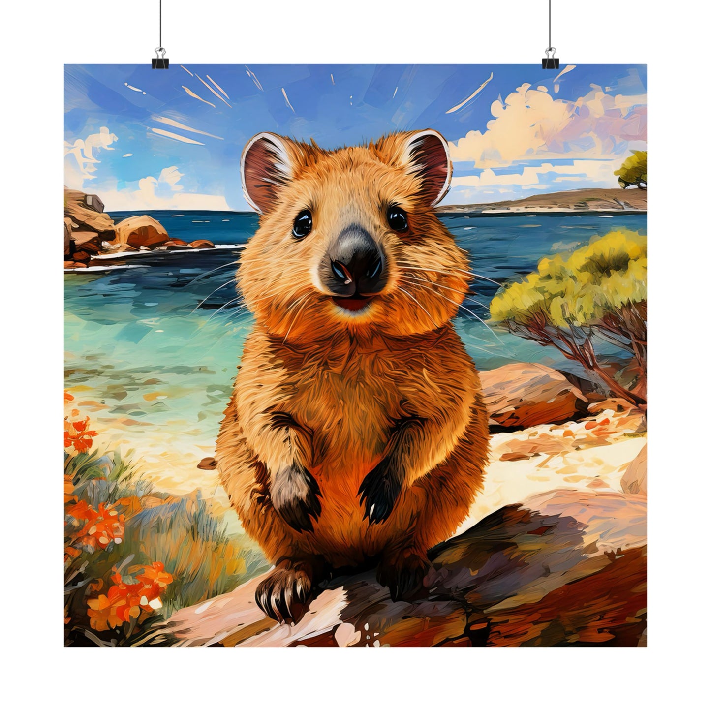 Quokkas at Rottnest Island Western Australia Print |  Unique Painting Print | Style 1 | Wall Art | Wall Print