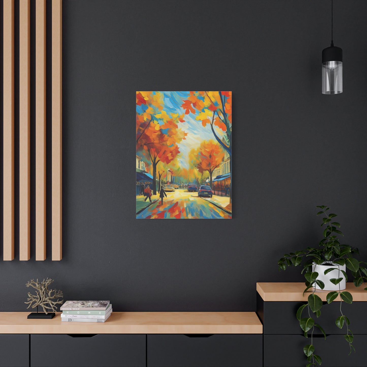 Fall Leaves In the City Painting Canvas Wall Art | Wall Art | Wall Print