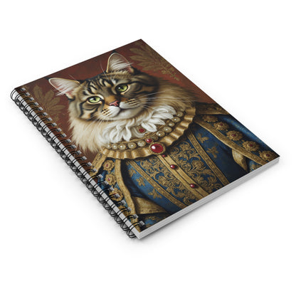 Regal Maine Coon Renaissance Portrait Cat Art Notebook - Perfect Gift for Cat Lovers, Journal, Sketchbook, Note-Taking, Home Office Decor