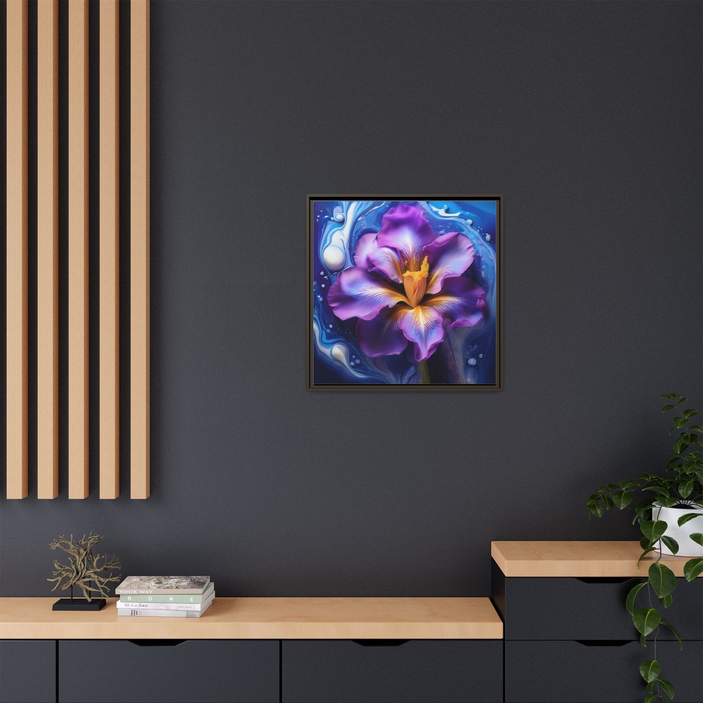 Abstract Iris - Style 2 -  Floral Framed Canvas,  Wall Print, wall art, botanical art