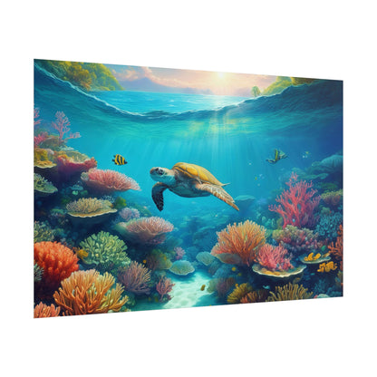 Turtle in the Great Barrier Reef  Australia Coastal Print | Style 1 | Wall Art | Wall Print