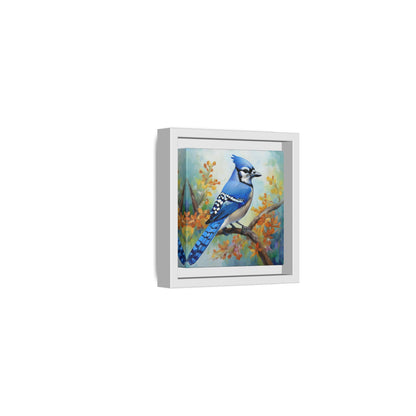 Blue Jay Bird Oil Painting Framed Canvas for Bird Lovers Home Decor, Indoor Wall Art, Wall Print, Bird Art, Living Room Wall Art