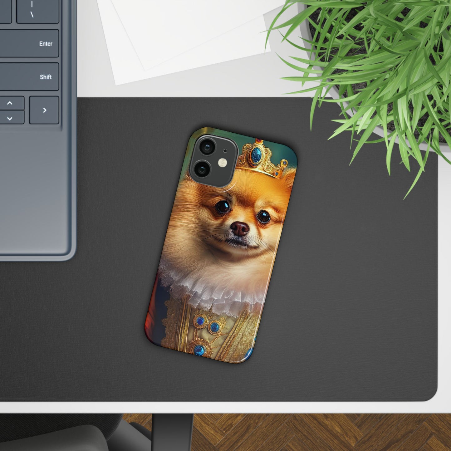 Pomeranian Renassaince Dog Portrait Slim Phone Case