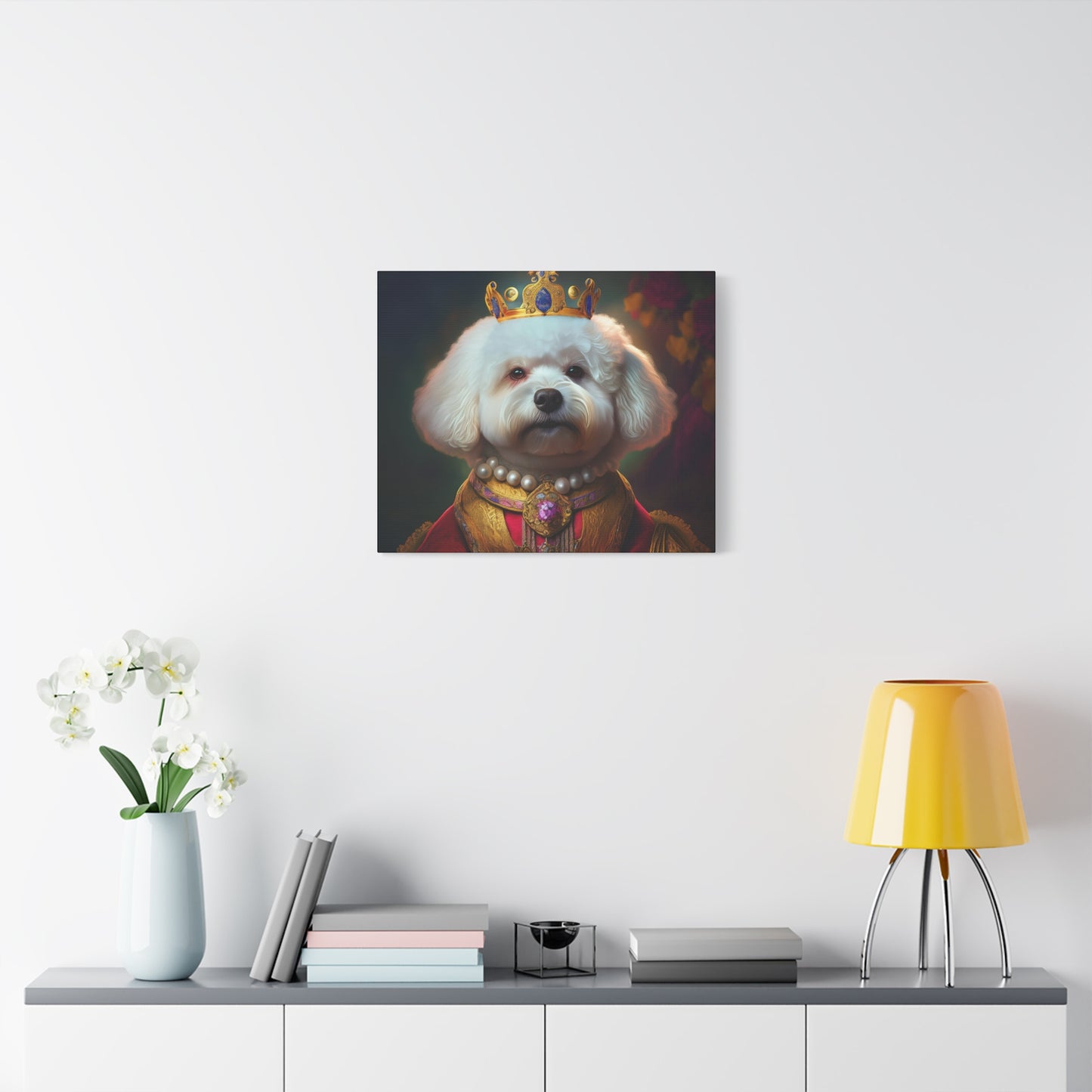 Bichon Frise Renaissance Pet Portrait on Canvas | Wall art | wall print | Dog Art