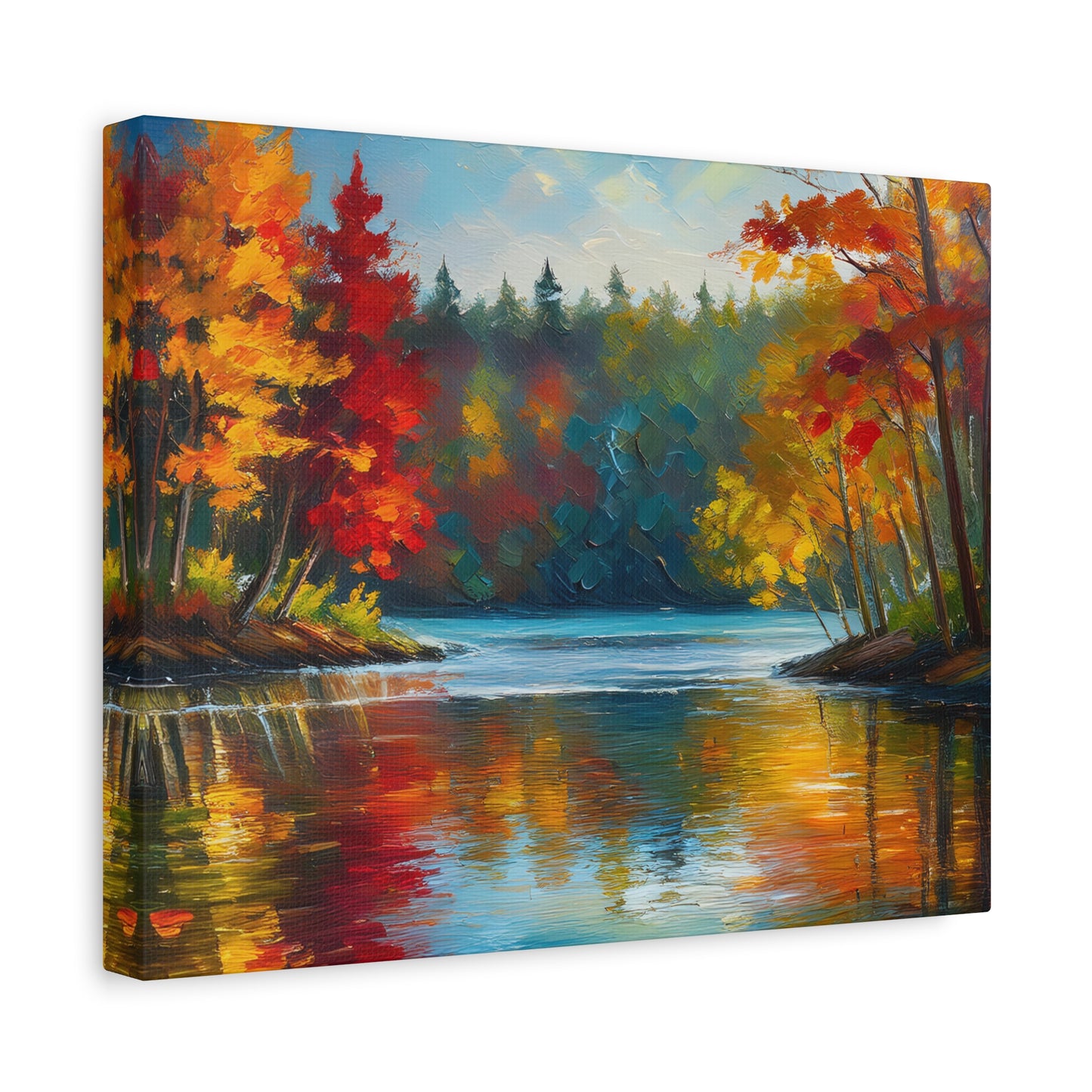 Fall Leaves on the Lake on Canvas | wall art |  wall print