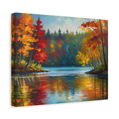 Fall Leaves on the Lake on Canvas | wall art |  wall print