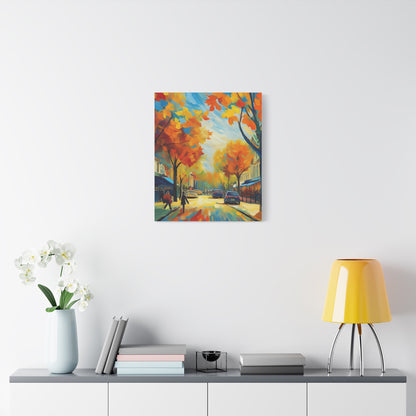 Fall Leaves In the City Painting Canvas Wall Art | Wall Art | Wall Print