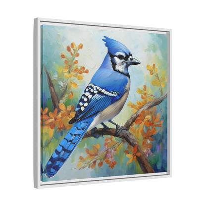 Blue Jay Bird Oil Painting Framed Canvas for Bird Lovers Home Decor, Indoor Wall Art, Wall Print, Bird Art, Living Room Wall Art