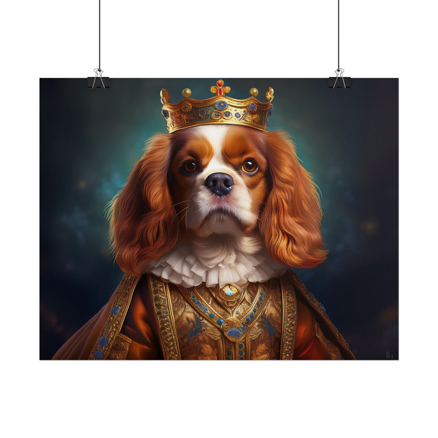 Cavalier King Charles Spaniel Art Pet Portrait Print, Renaissance, Wall Print, Wall Art
