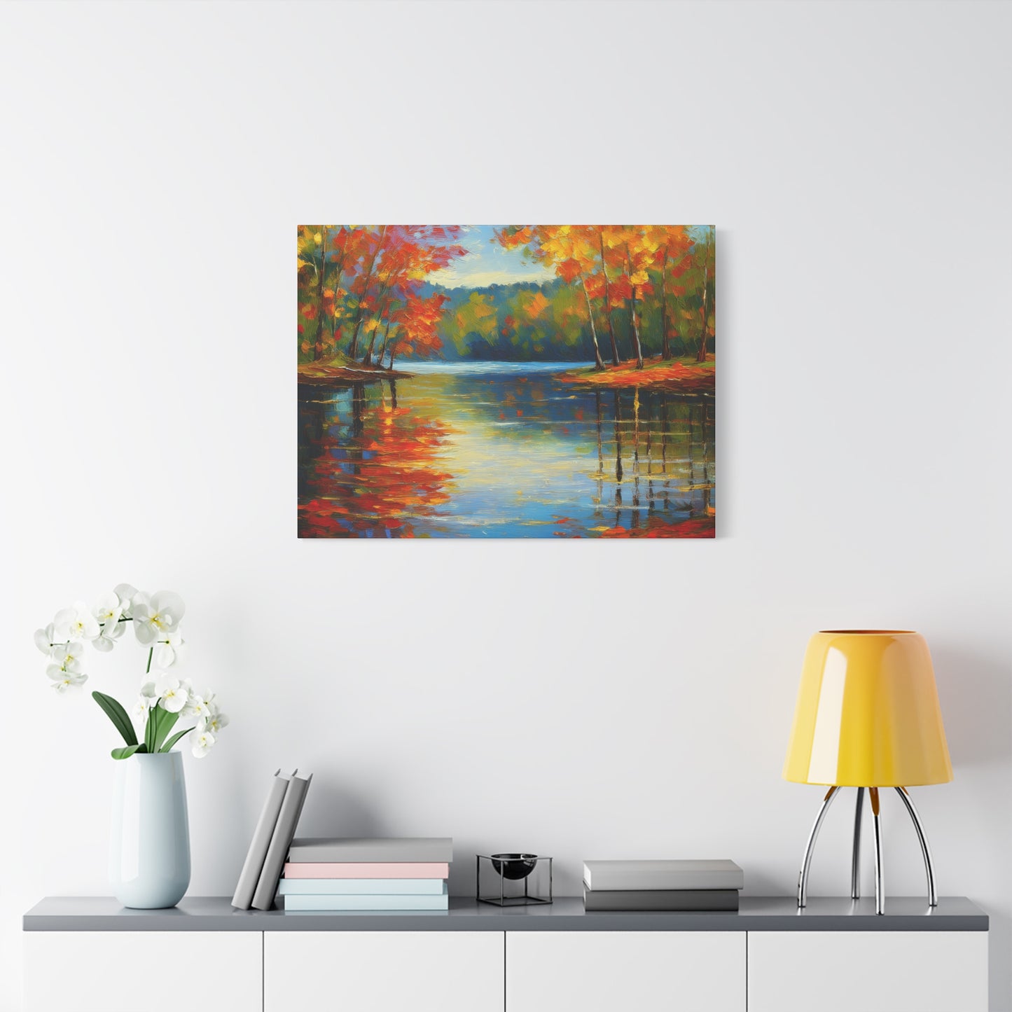 Fall Changing Leaves on a Lake Canvas Print | Style 2 | Wall Art | Wall Print | Fall Decor