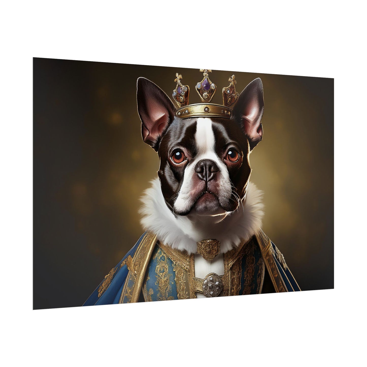 Boston Terrier Renaissance Dog Portrait Art Print, Wall Decor Gift, Animal Lover Home Decor, Dog Wall Art