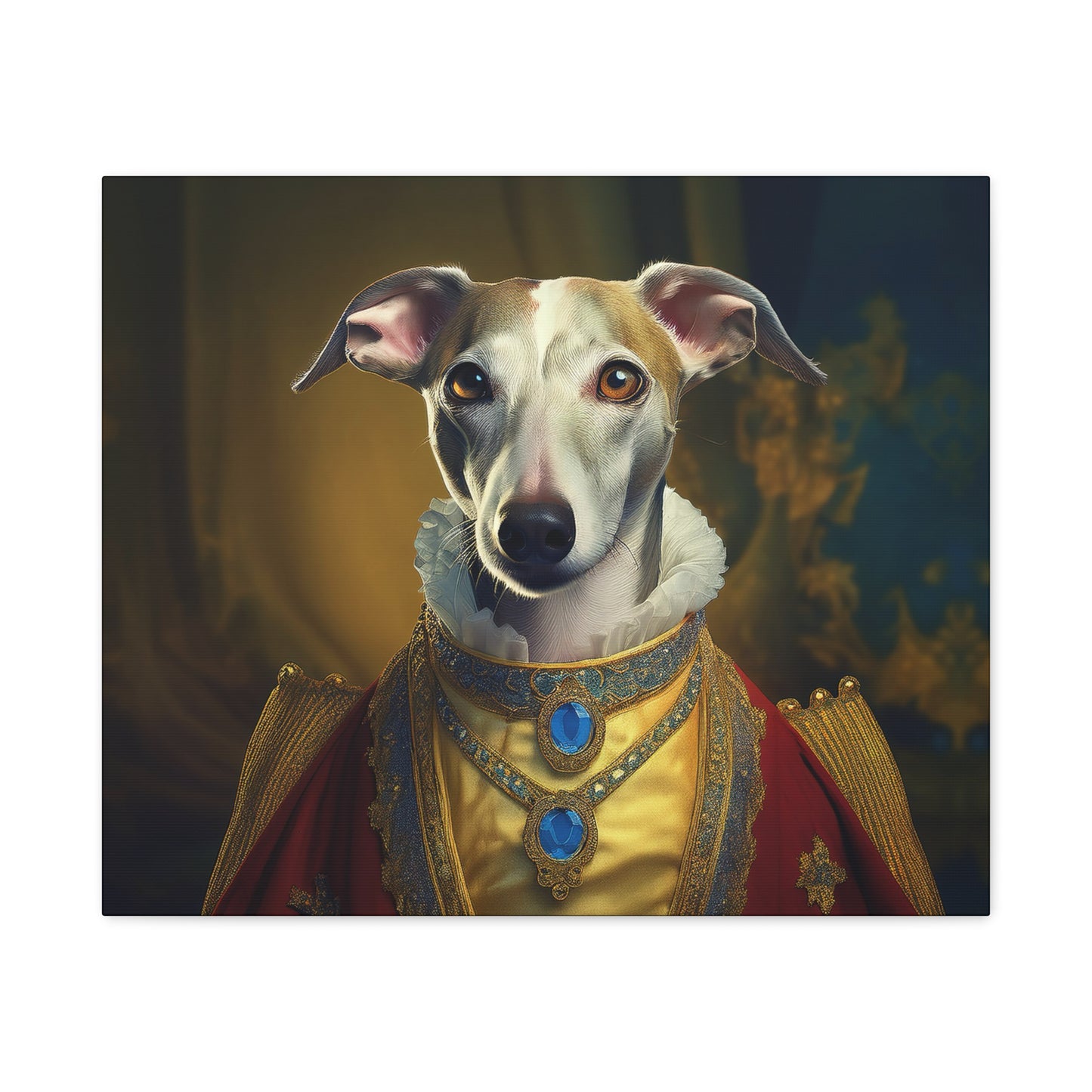 Whippet Renaissance Pet Portrait  Print - Canvas, wall art, wall print, dog portrait, dog art