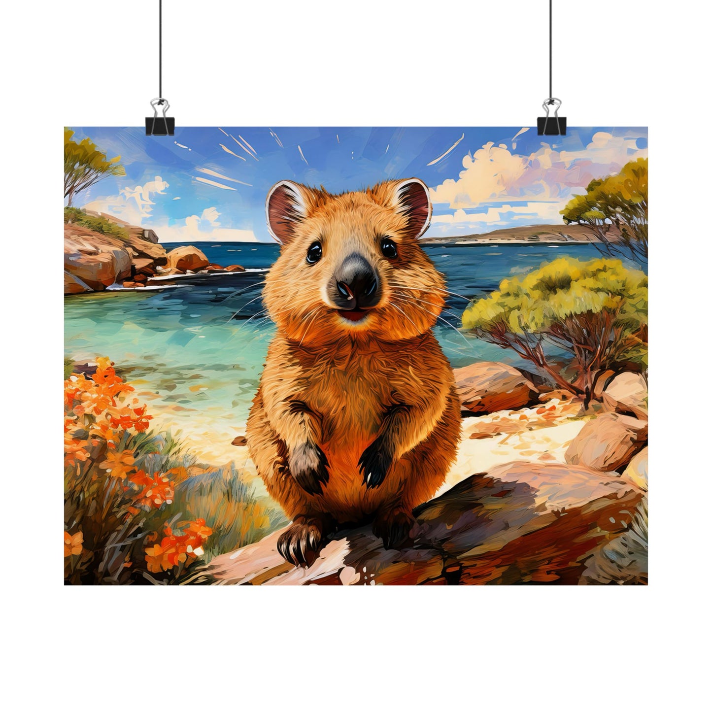 Quokkas at Rottnest Island Western Australia Print |  Unique Painting Print | Style 1 | Wall Art | Wall Print