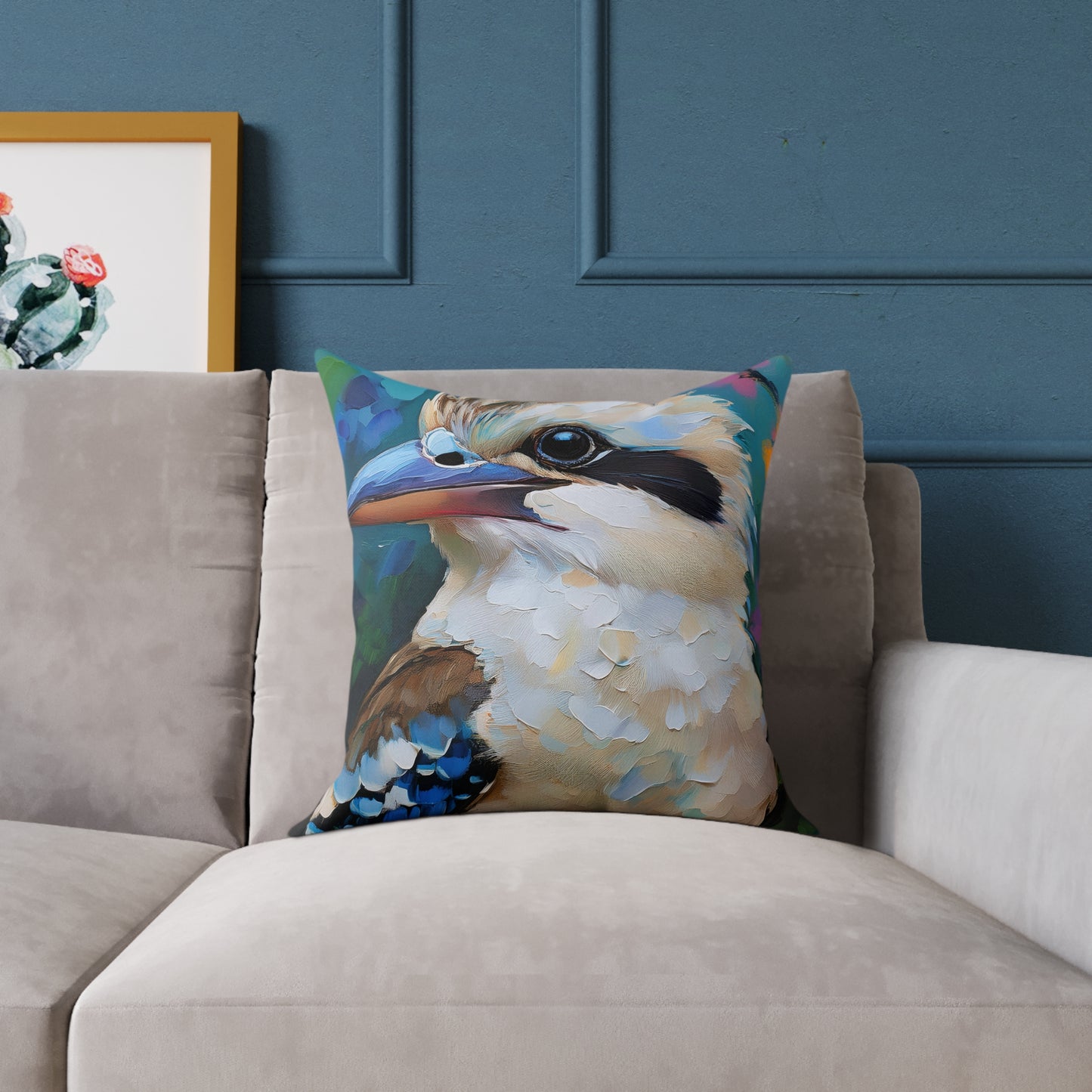 Vibrant Kookaburra Australian Bird  Pillow, Decorative Throw Cushion, Bird Lover Gift, Boho Home Decor, Nature-Inspired Accent Pillow