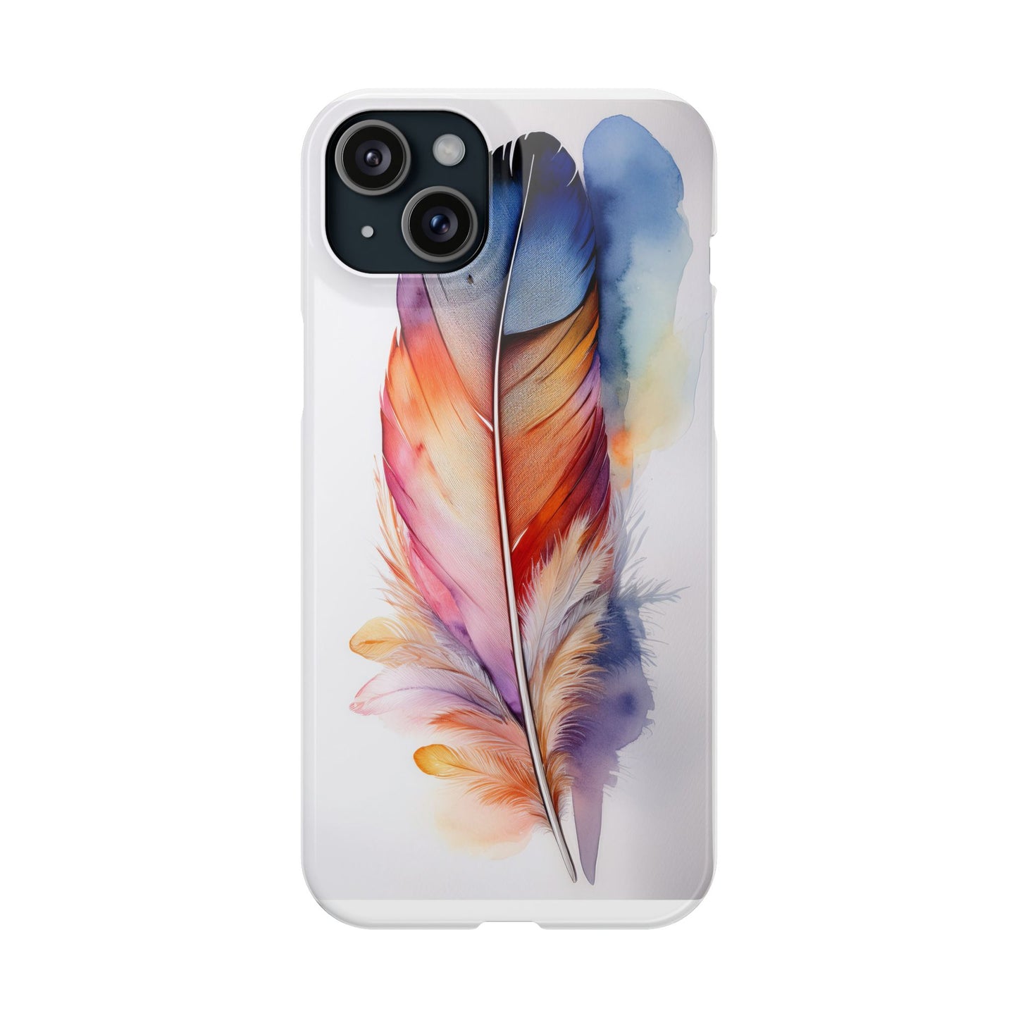Rainbow Watercolor Feather Slim Phone Case
