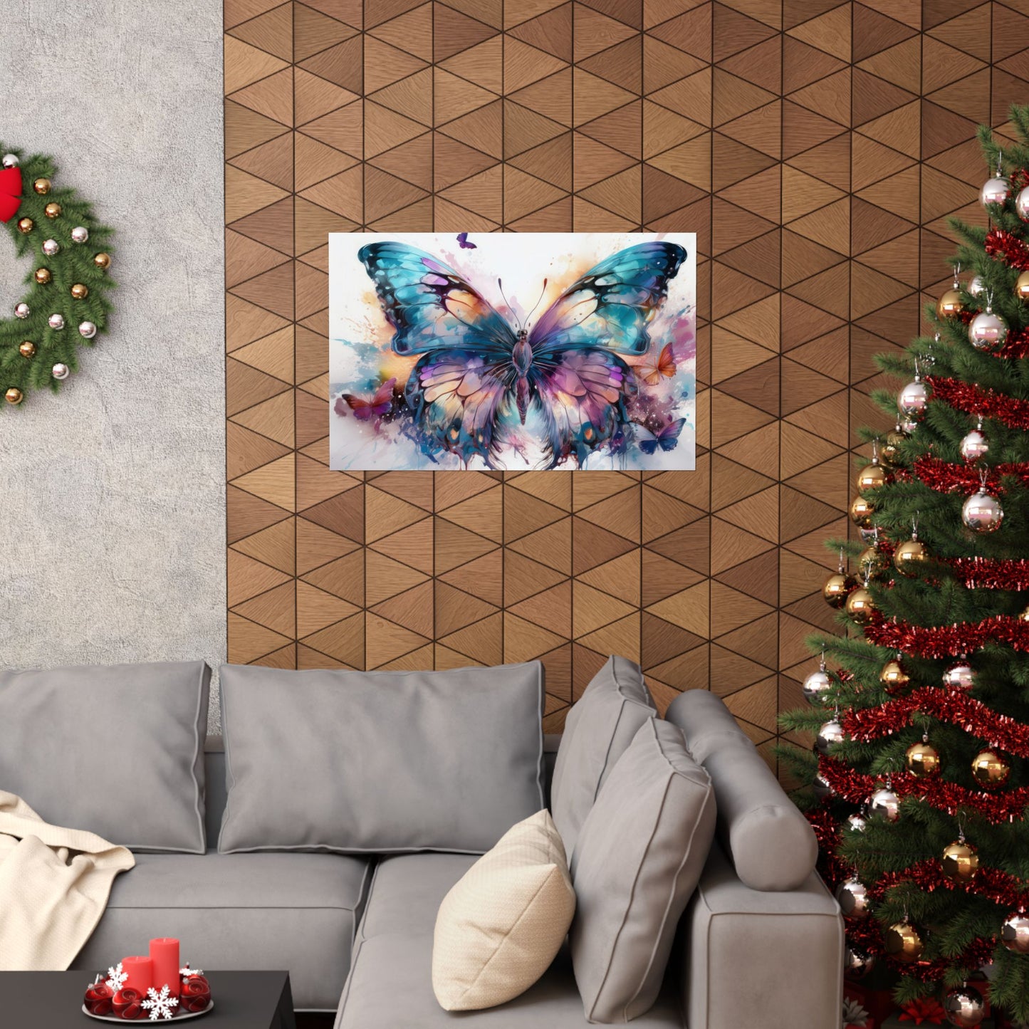 Teal, Orange & Purple Butterfly Alcohol Ink Wall Art | Butterfly wall art | Wall Art | Wall Print