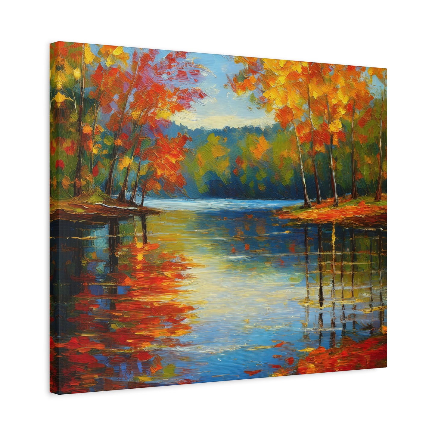 Fall Changing Leaves on a Lake Canvas Print | Style 2 | Wall Art | Wall Print | Fall Decor