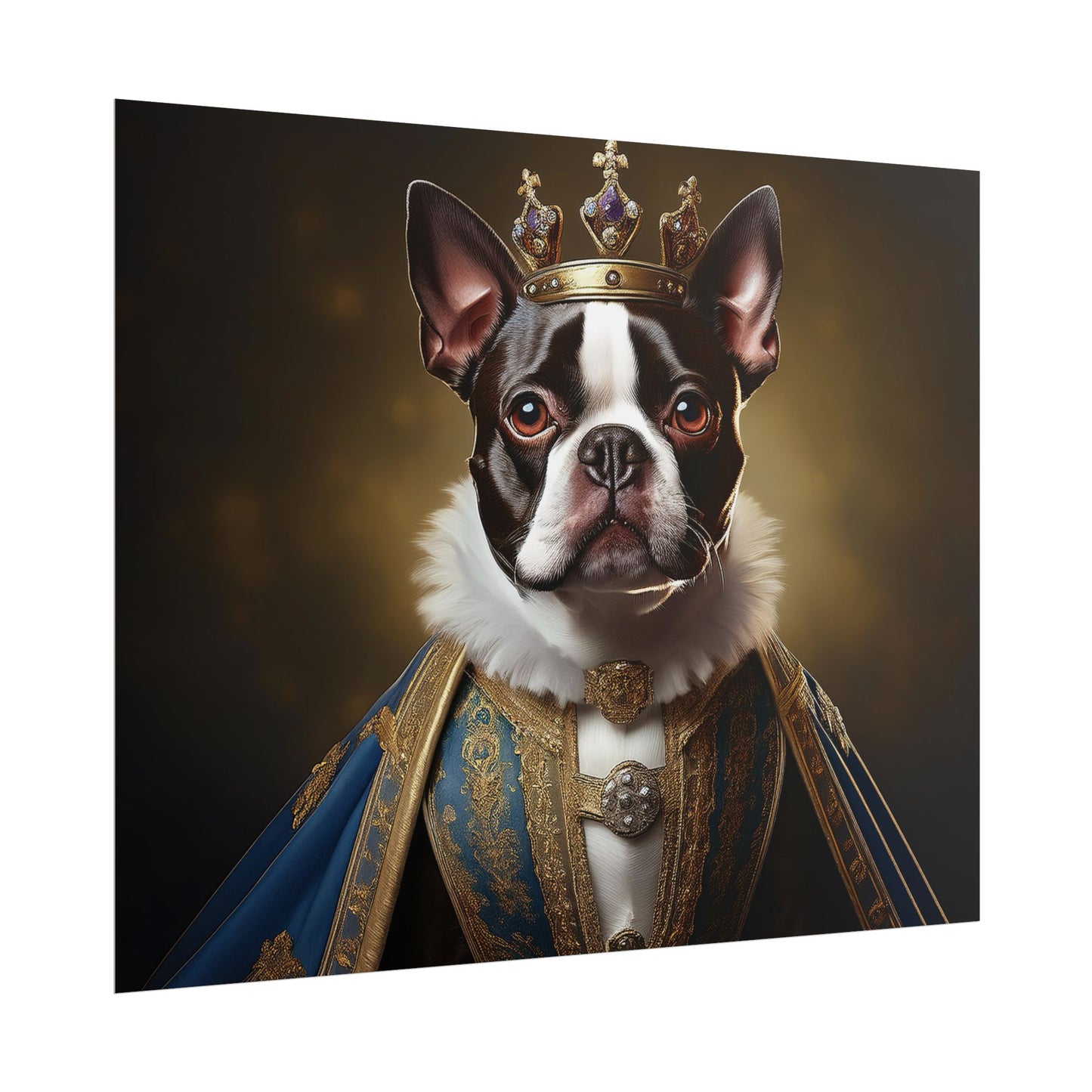Boston Terrier Renaissance Dog Portrait Art Print, Wall Decor Gift, Animal Lover Home Decor, Dog Wall Art