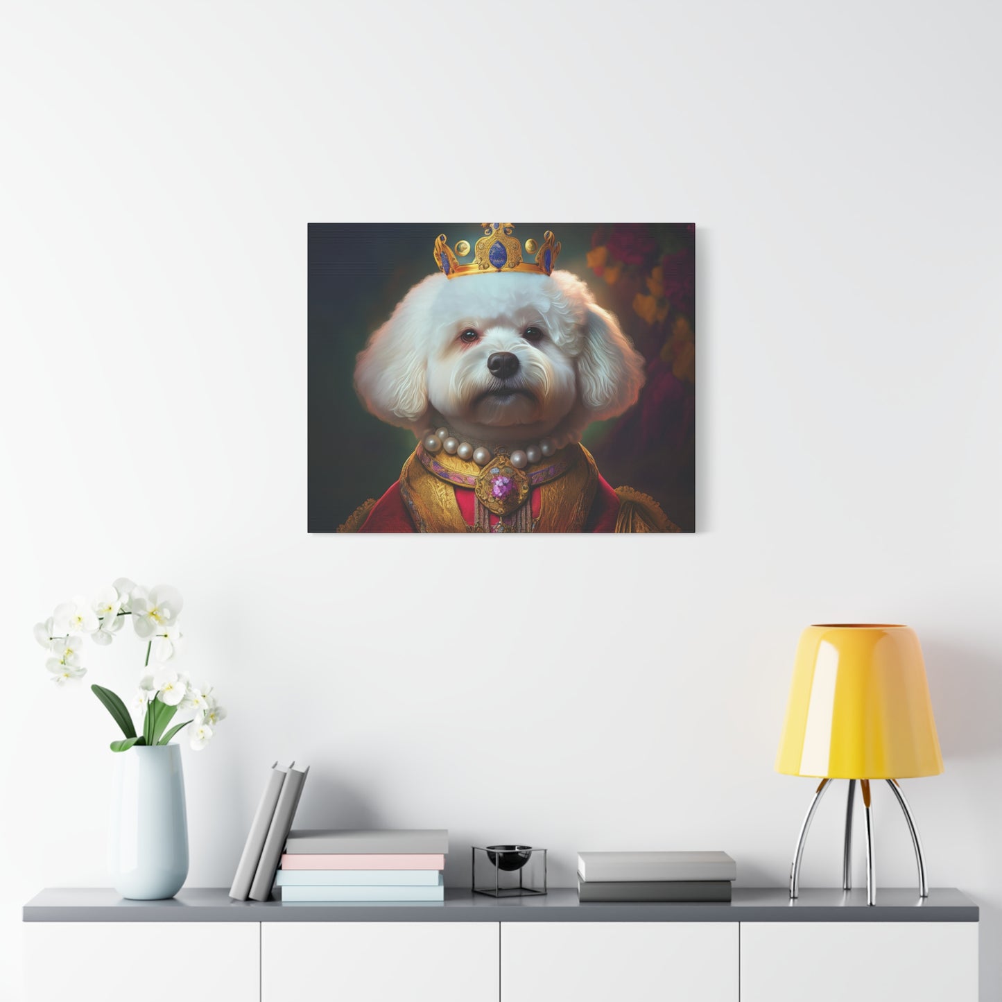 Bichon Frise Renaissance Pet Portrait on Canvas | Wall art | wall print | Dog Art