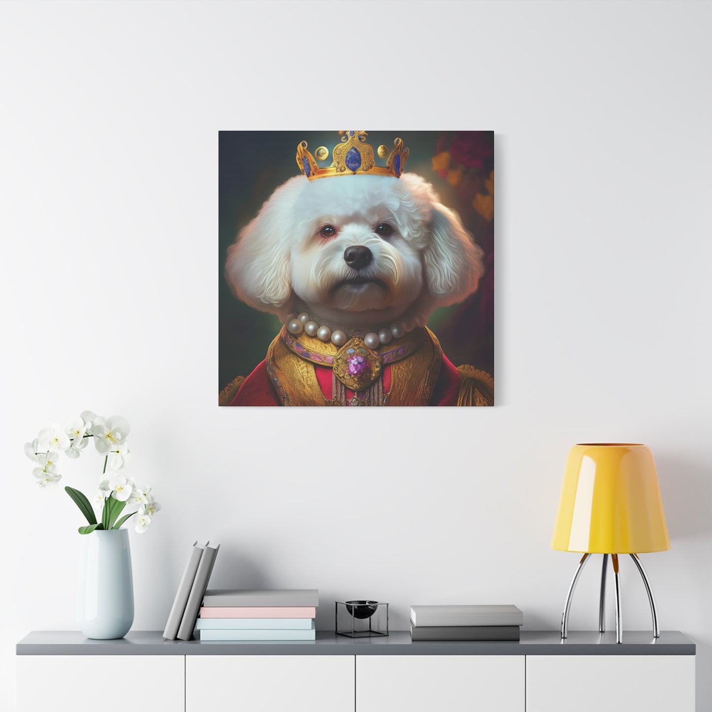 Bichon Frise Renaissance Pet Portrait on Canvas | Wall art | wall print | Dog Art