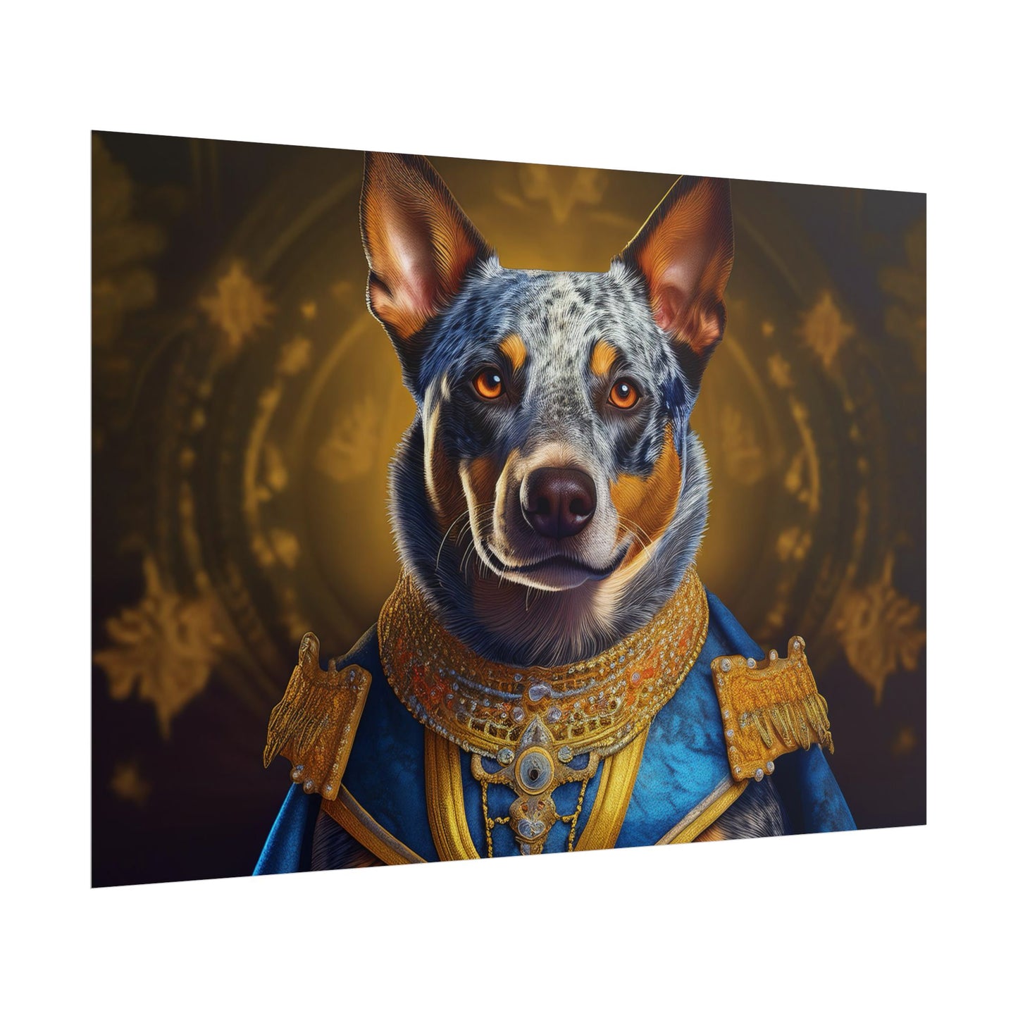 Australian Cattle Dog Renaissance Dog Portrait Wall Art | Art Print | Wall Decor Gift, Animal Lover Home Decor, Dog Wall Art
