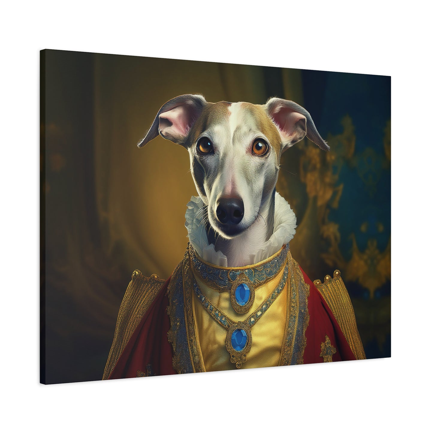 Whippet Renaissance Pet Portrait  Print - Canvas, wall art, wall print, dog portrait, dog art