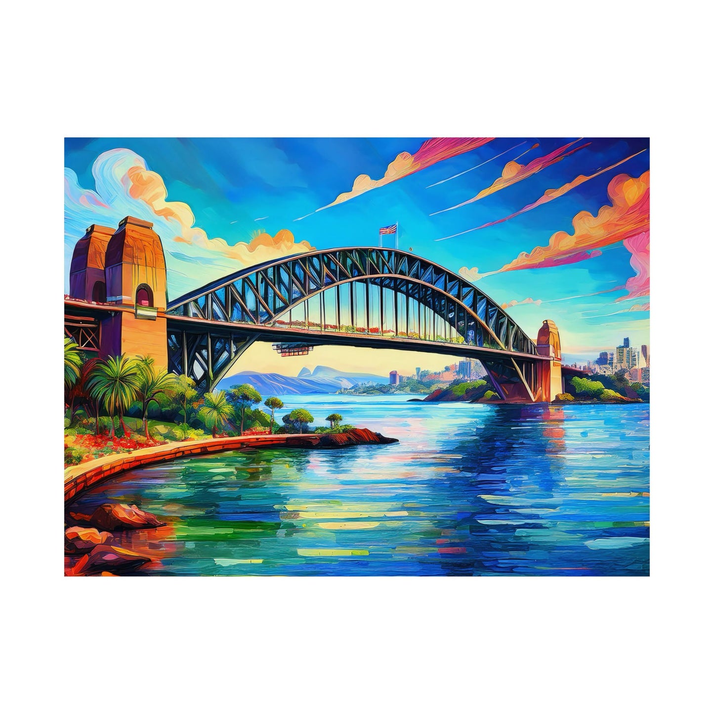 Sydney Harbour Bridge  Australia Painting Print | Wall Art | Wall Print