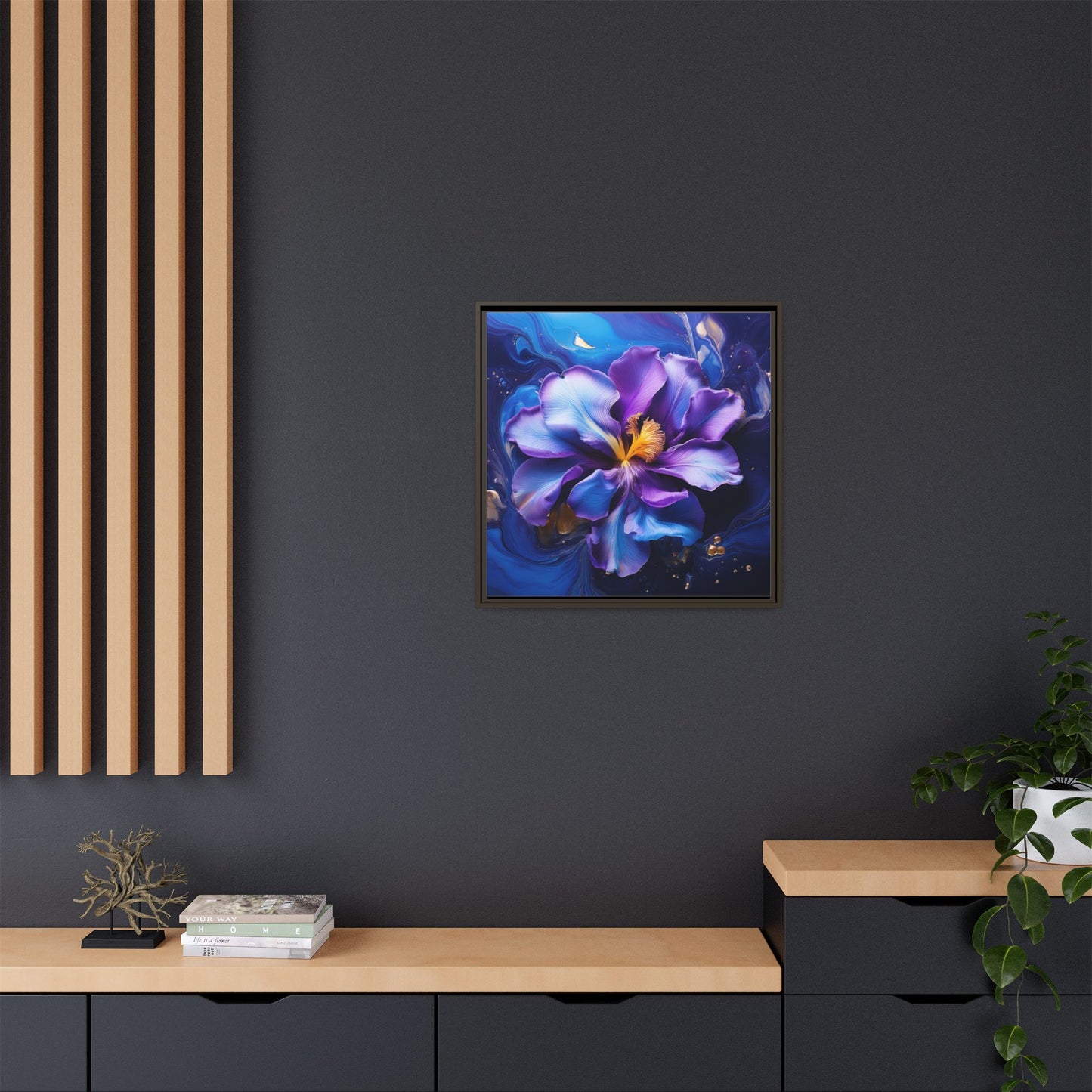 Abstract Iris Floral Square Framed Print - 02