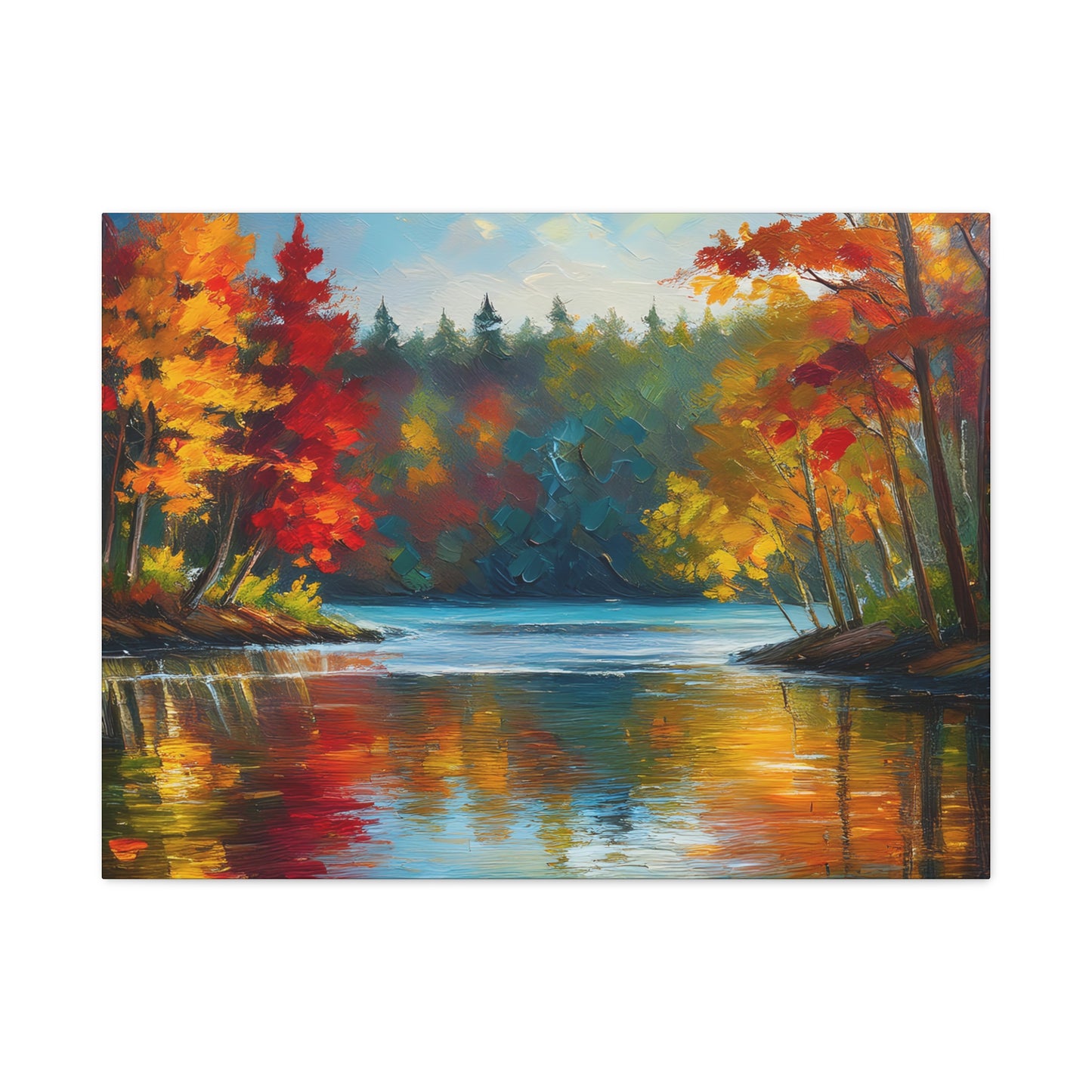 Fall Leaves on the Lake on Canvas | wall art |  wall print