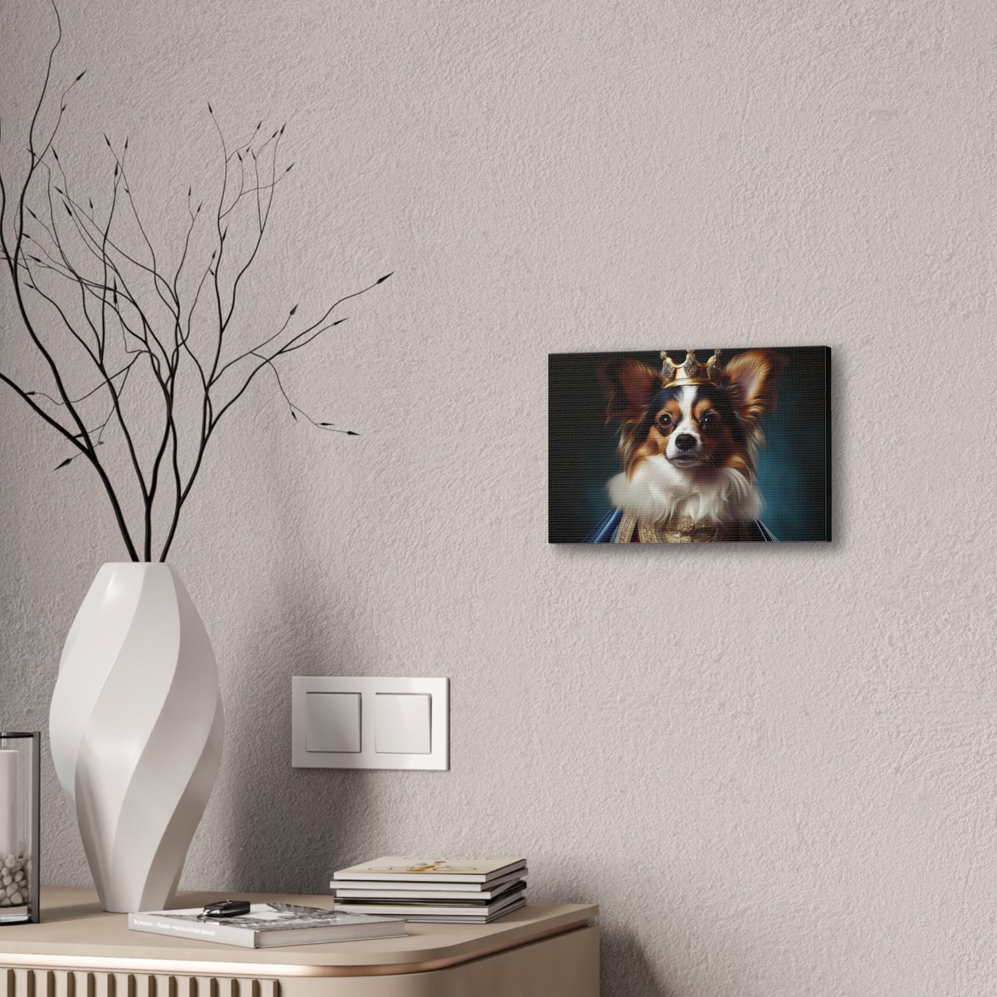 Papillon Pet Portrait Renaissance on Canvas, wall art, wall print, dog portrait, dog art
