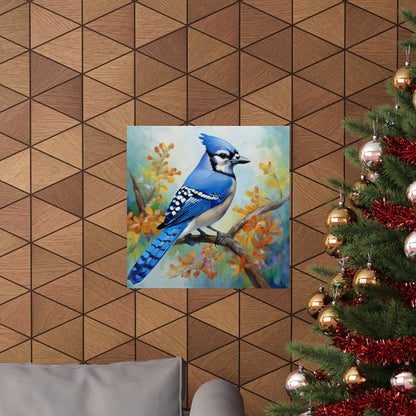 Blue Jay Bird Oil Painting Matte Print for Bird Lovers Home Decor, Giclée Print, Indoor Wall Art, Wall Print,