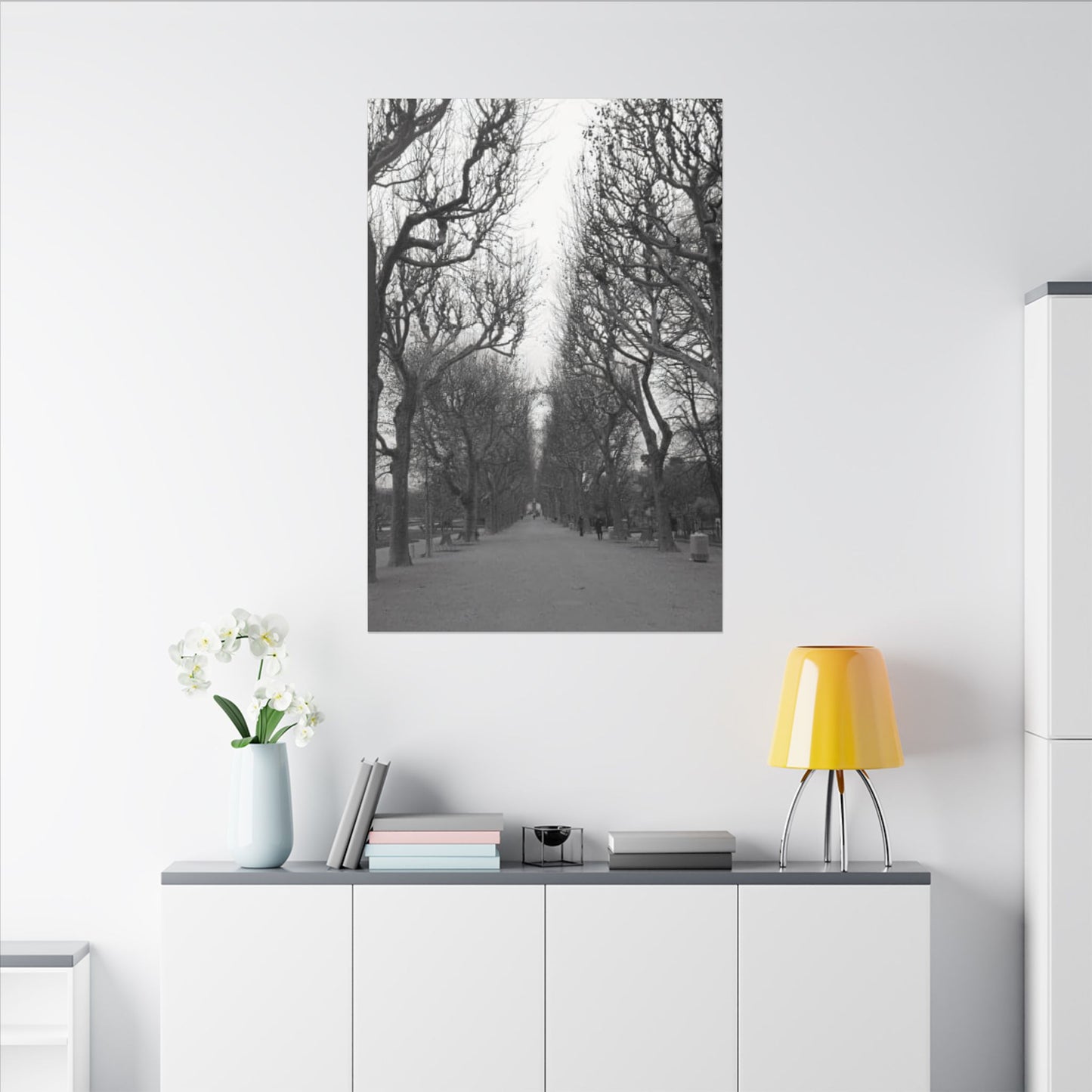 Paris Pathway Canvas Art  Print - Black and White Tree Wall Print | Wall Art | Wall Print