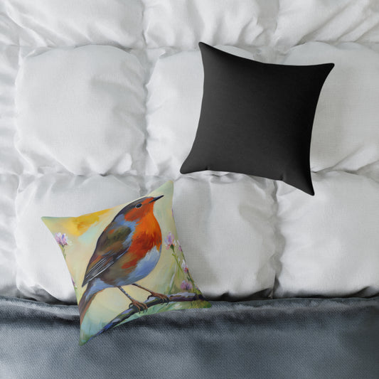 Vibrant American Robin Bird Throw Pillow, Nature Decor, Home Accent, Gift for Bird Lovers, Cozy Living Room Cushion