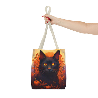 Spooky Black Cat Halloween Tote Bag, Halloween Home Decor Candy Bag, Ultimate Trick or Treat Bag