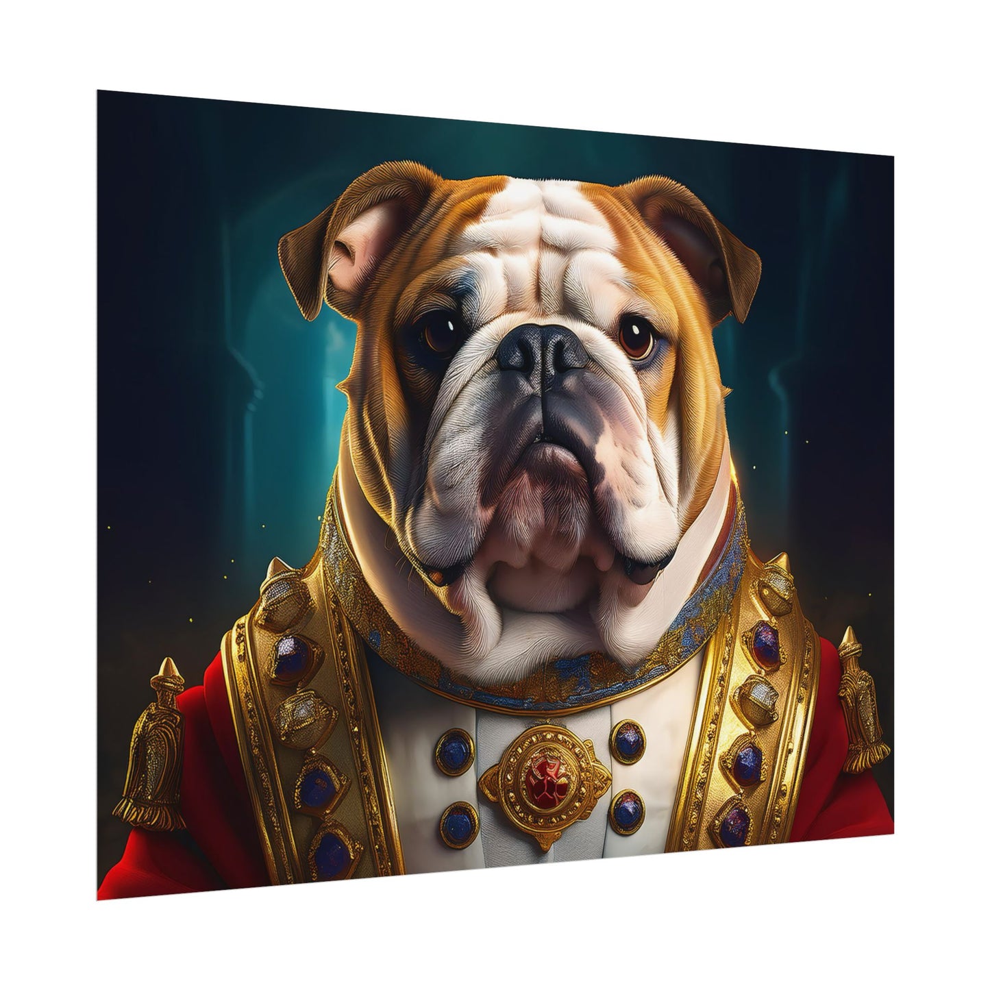 English Bulldog Renaissance  Dog Pet Portrait Print | Wall Art | Wall Print