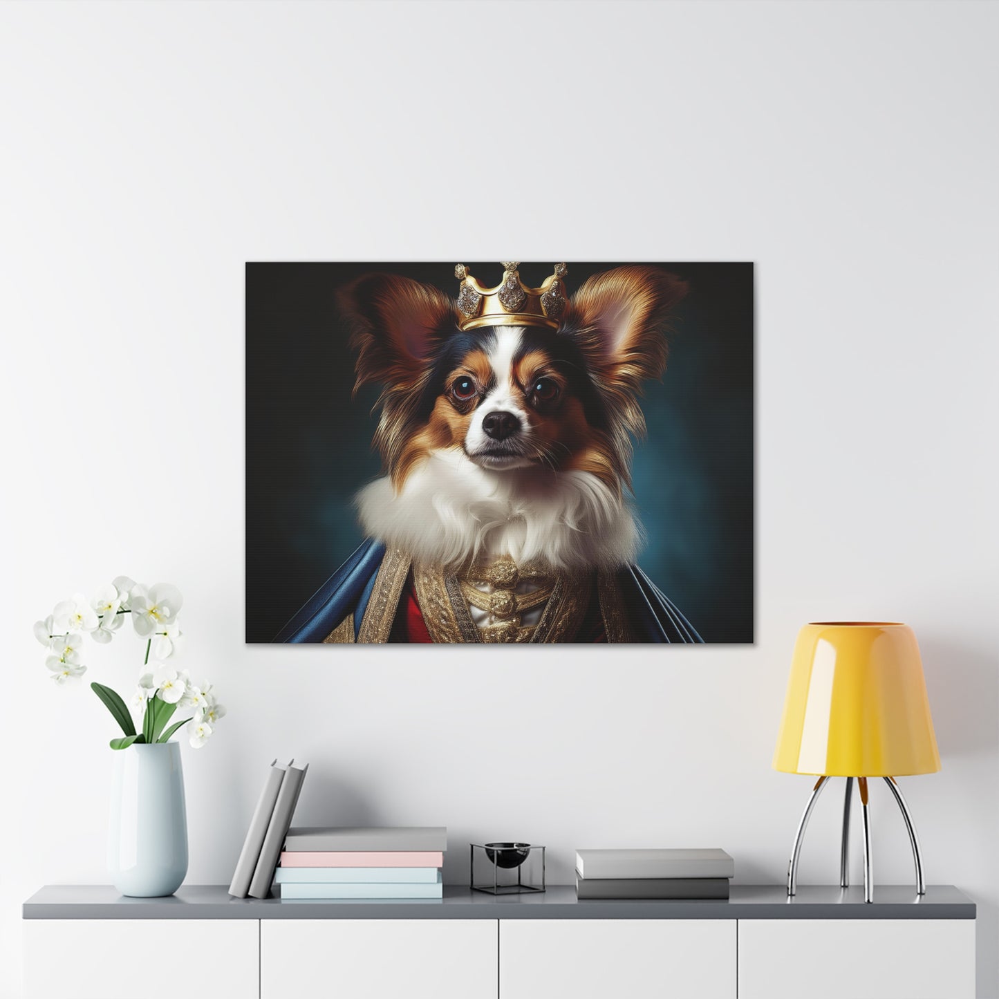Papillon Pet Portrait Renaissance on Canvas, wall art, wall print, dog portrait, dog art