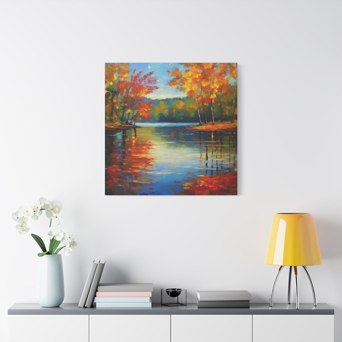Fall Changing Leaves on a Lake Canvas Print | Style 2 | Wall Art | Wall Print | Fall Decor