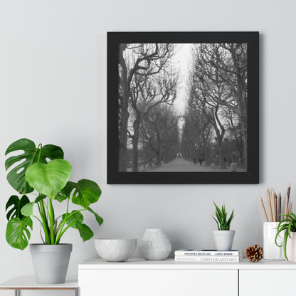 Paris Pathway Black and White Wall Art | Framed Canvas Print | Wall Print