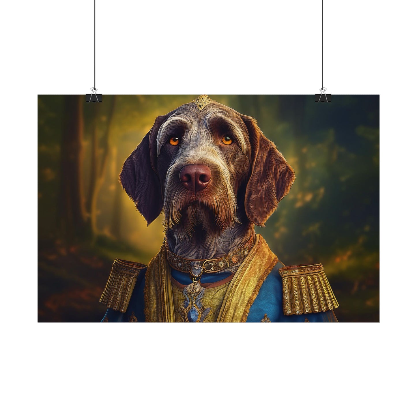 German Wirehaired Pointer Renaissance Pet Portrait Print, Pointer, Dog Lover Wall Art,  Dog Memorial Gift, wall art, wall print, dog print
