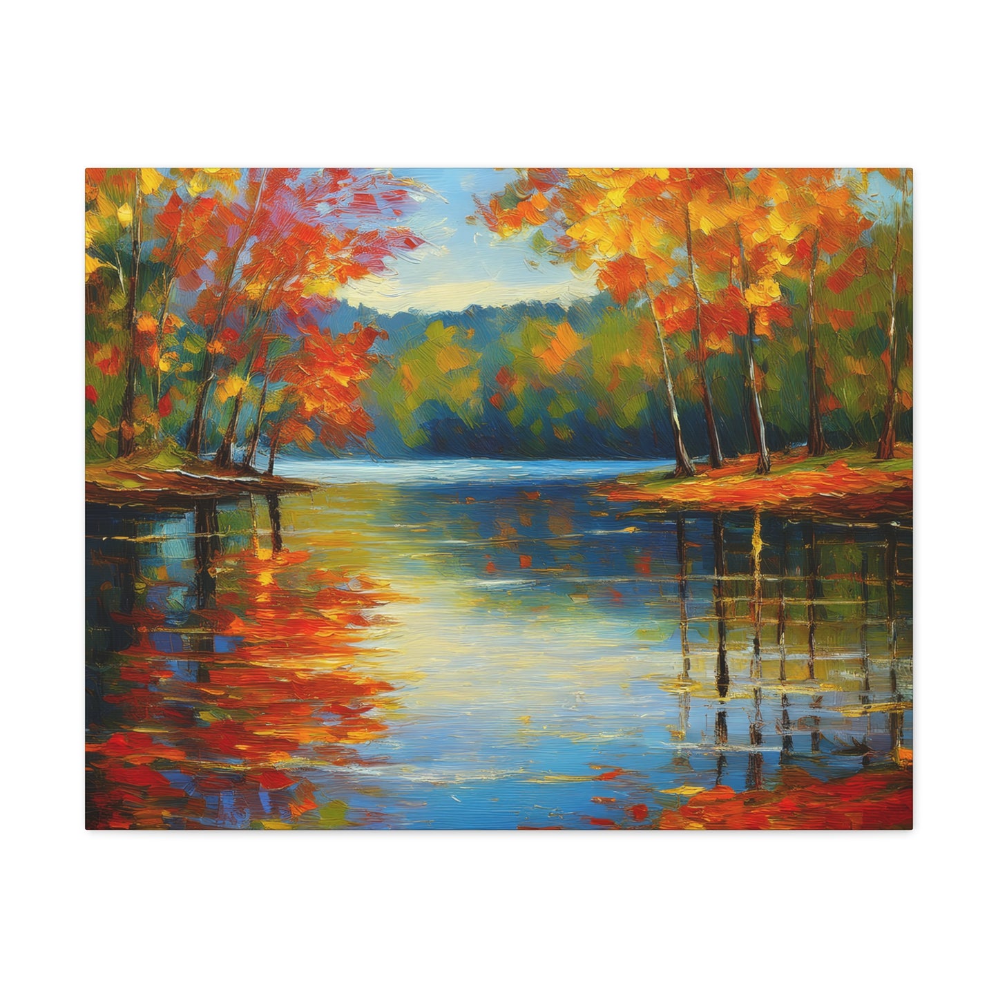 Fall Changing Leaves on a Lake Canvas Print | Style 2 | Wall Art | Wall Print | Fall Decor
