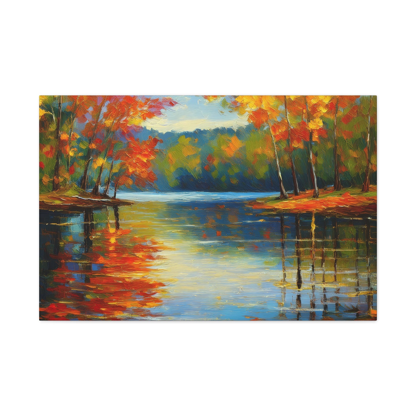 Fall Changing Leaves on a Lake Canvas Print | Style 2 | Wall Art | Wall Print | Fall Decor