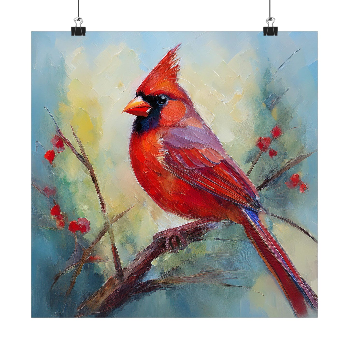 Cardinal Oil Painting Print | Wall Art | Wall Print | Bird Art