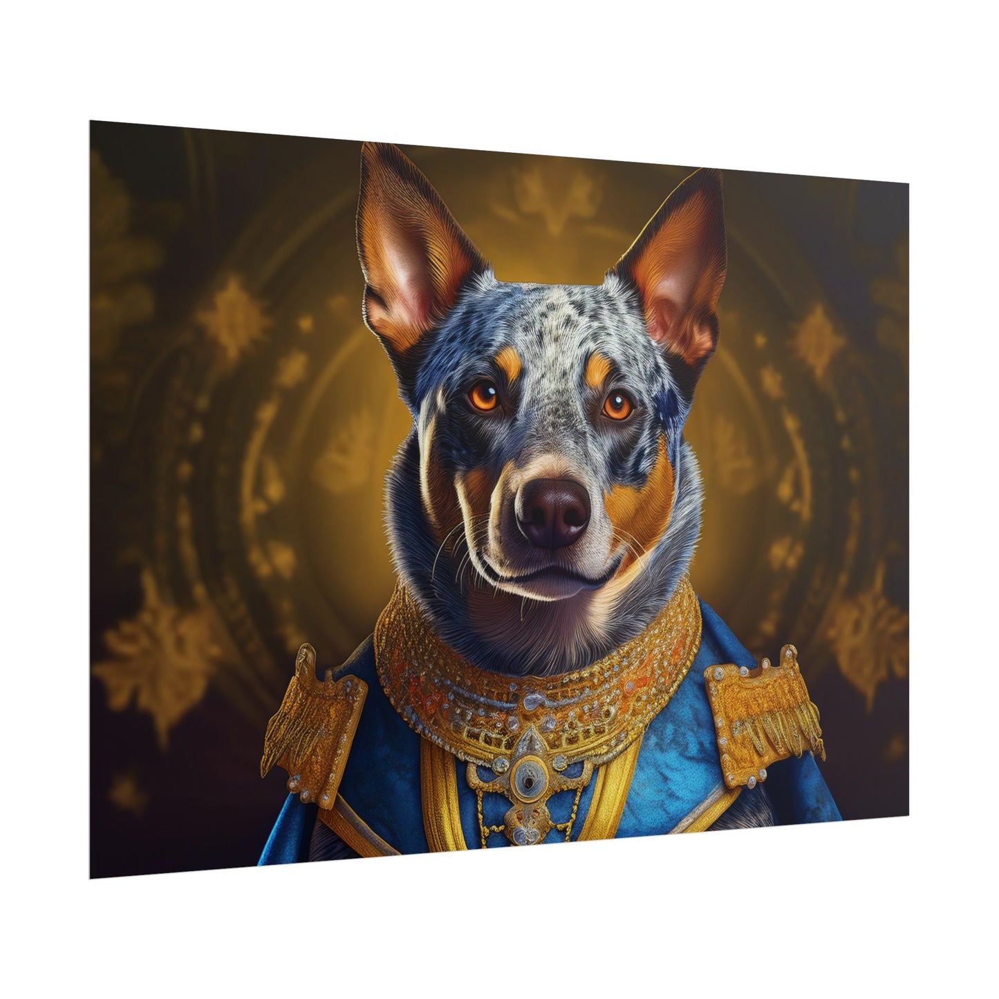 Australian Cattle Dog Renaissance Dog Portrait Wall Art | Art Print | Wall Decor Gift, Animal Lover Home Decor, Dog Wall Art