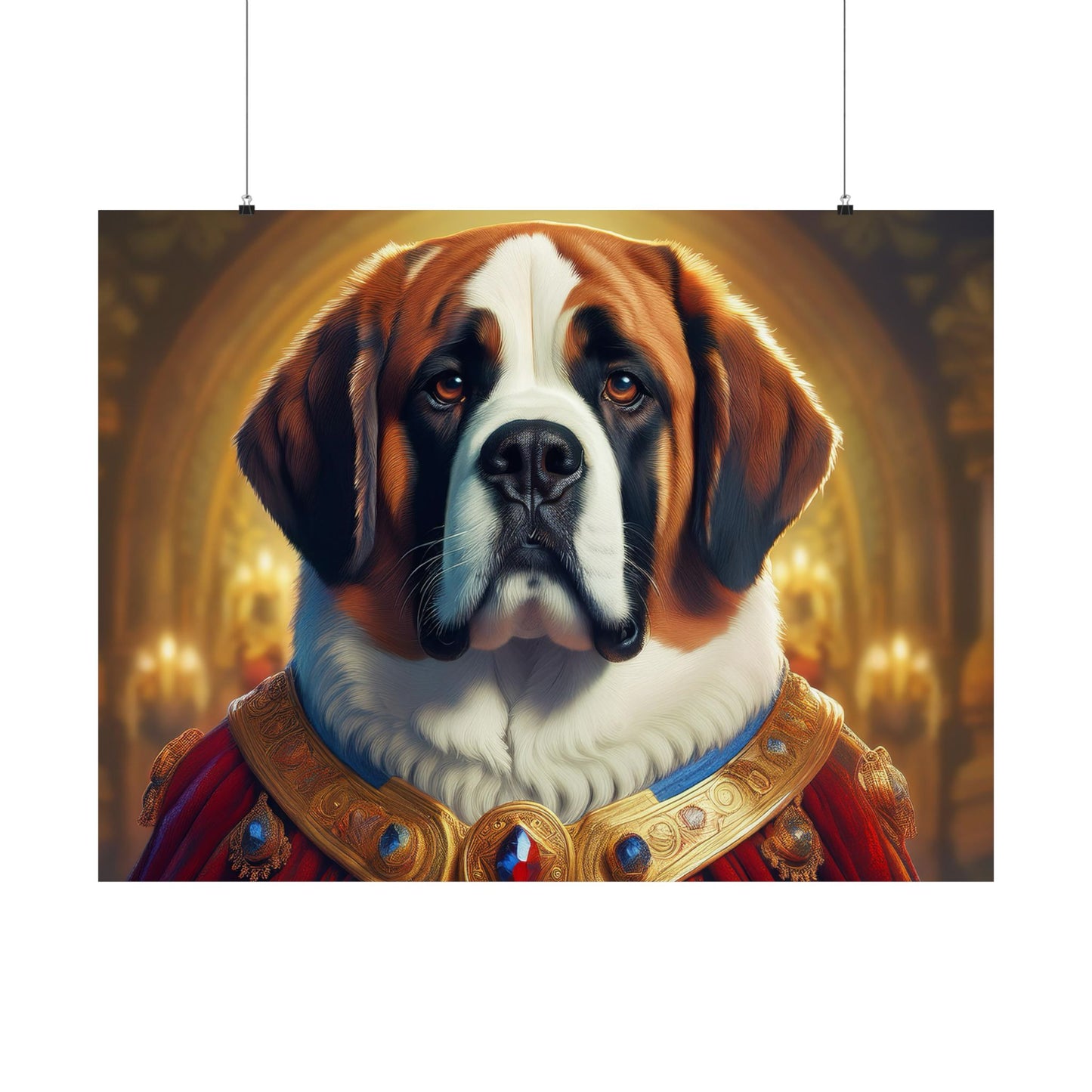 St Bernard Renaissance Pet Portrait Print | Unique Dog Art | Wall Art | Wall Print