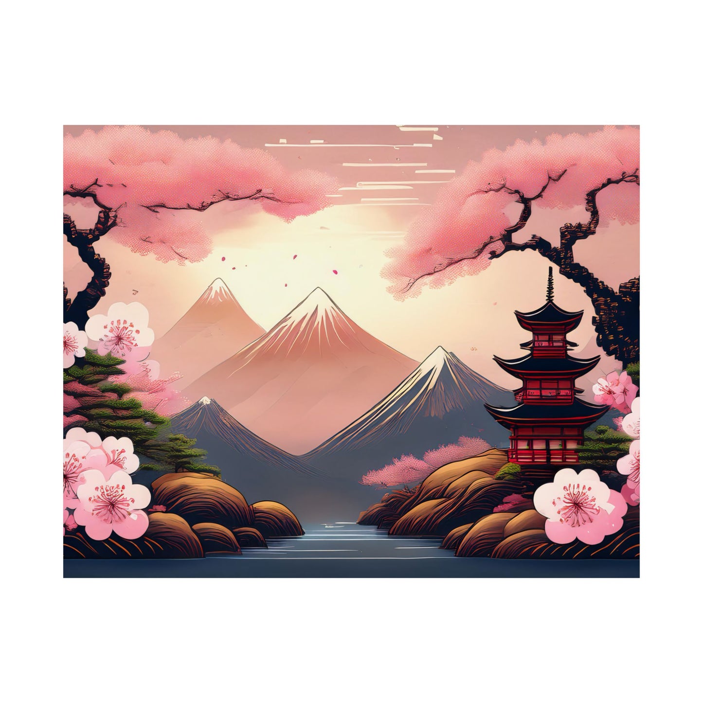 Japanese Cherry Blossom Wall Art Print | Wall Art | Wall Print | Japanese Wall Art