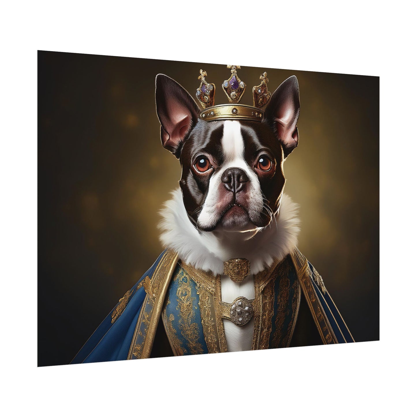 Boston Terrier Renaissance Dog Portrait Art Print, Wall Decor Gift, Animal Lover Home Decor, Dog Wall Art