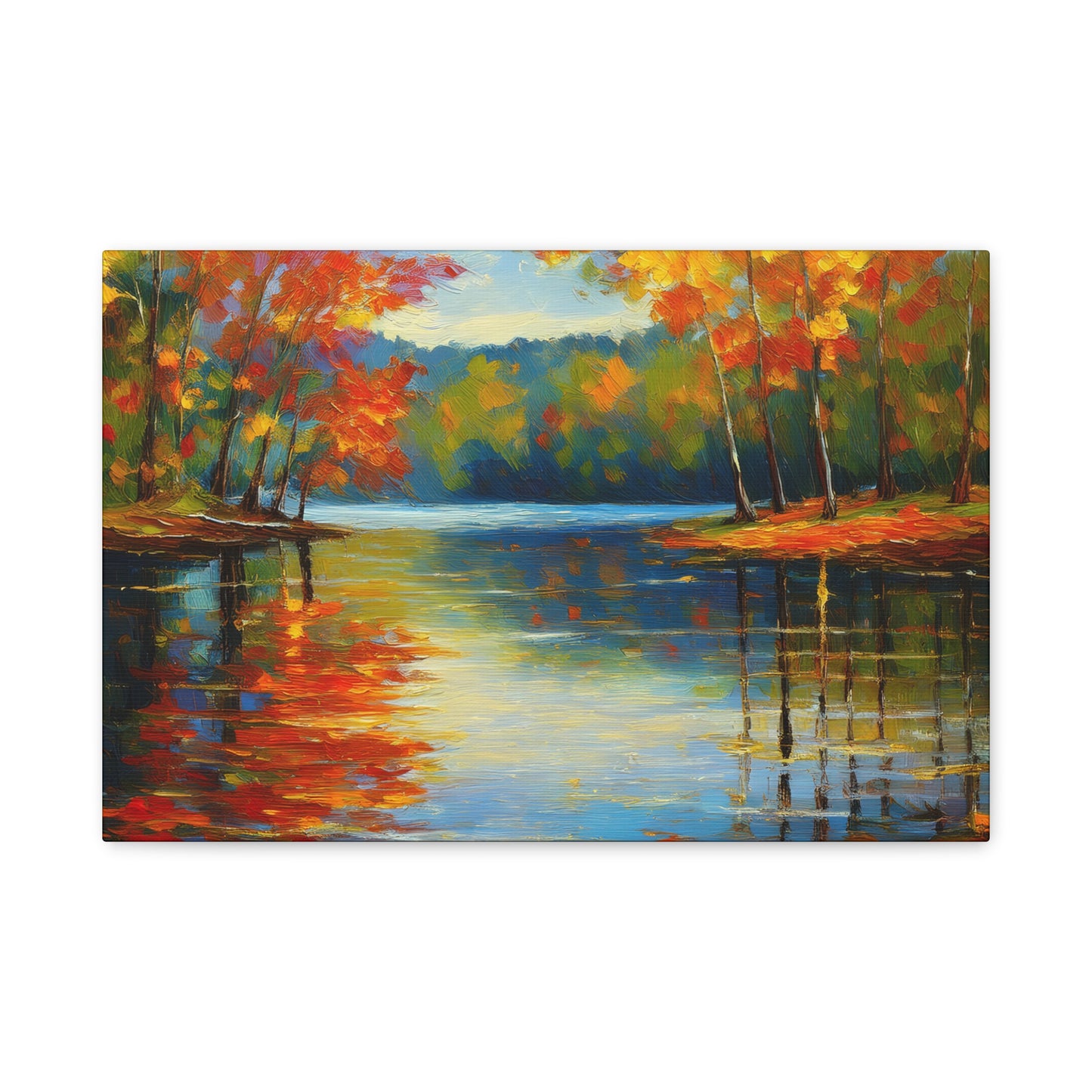 Fall Changing Leaves on a Lake Canvas Print | Style 2 | Wall Art | Wall Print | Fall Decor