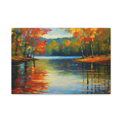 Fall Changing Leaves on a Lake Canvas Print | Style 2 | Wall Art | Wall Print | Fall Decor