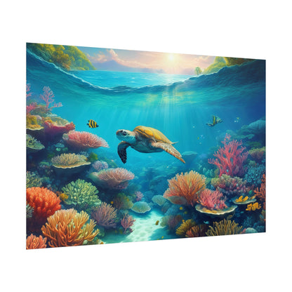 Turtle in the Great Barrier Reef  Australia Coastal Print | Style 1 | Wall Art | Wall Print