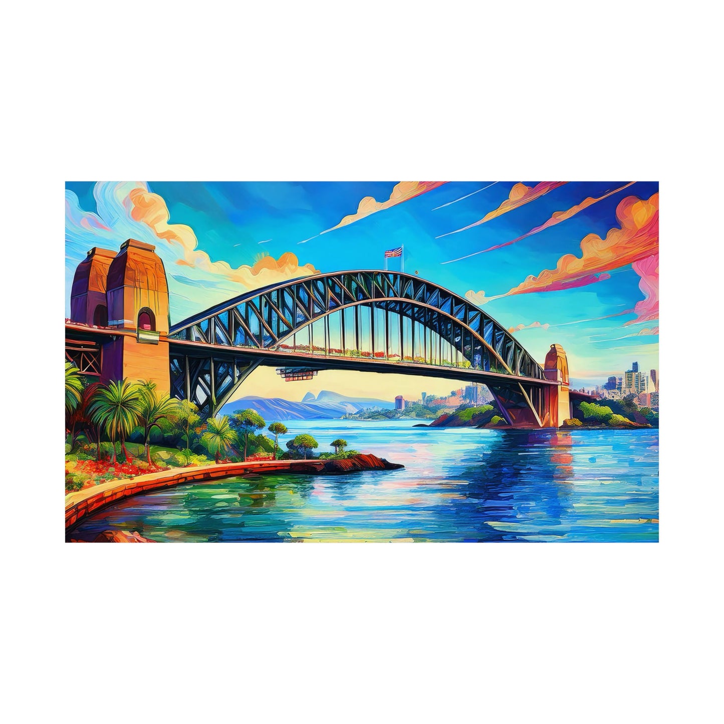 Sydney Harbour Bridge  Australia Painting Print | Wall Art | Wall Print